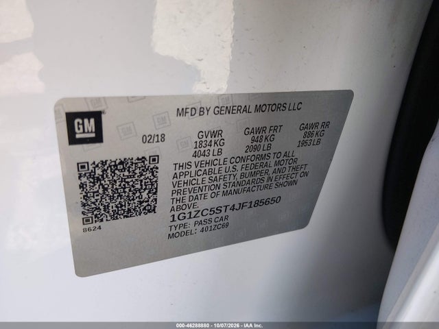 Продажа на аукционе авто 2018 Chevrolet Malibu 1fl, vin: 1G1ZC5ST4JF185650, номер лота: 46288880