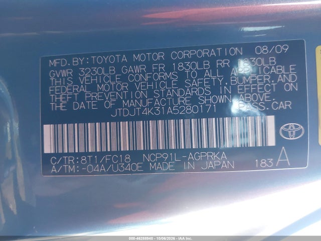 Продажа на аукционе авто 2010 Toyota Yaris, vin: JTDJT4K31A5280171, номер лота: 46288940