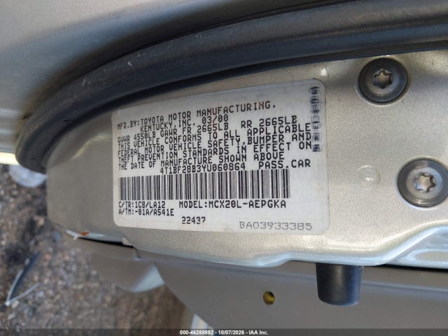 46288992 :رقم المزاد ، 4T1BF28B3YU060864 vin ، 2000 Toyota Avalon Xls مزاد بيع