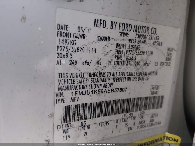 Продажа на аукционе авто 2010 Ford Expedition Limited, vin: 1FMJU1K56AEB57507, номер лота: 46289049