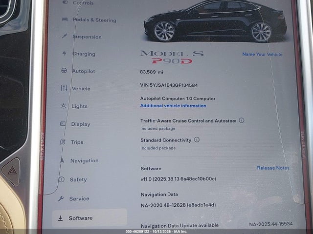 5YJSA1E43GF134584 Tesla Model S 90d/p100d/p85d/p90d