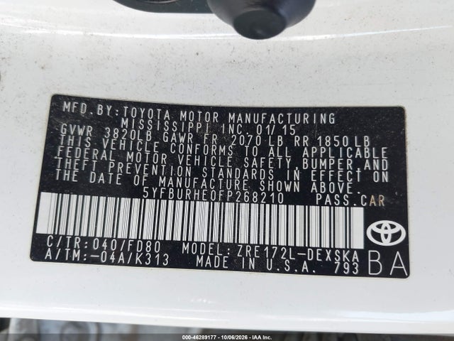 Toyota Corolla S Plus 2015 5YFBURHE0FP268210 Image 9