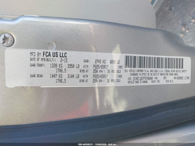 46289231 :رقم المزاد ، 2C4RC1BG7FR706900 vin ، 2015 Chrysler Town & Country Touring مزاد بيع
