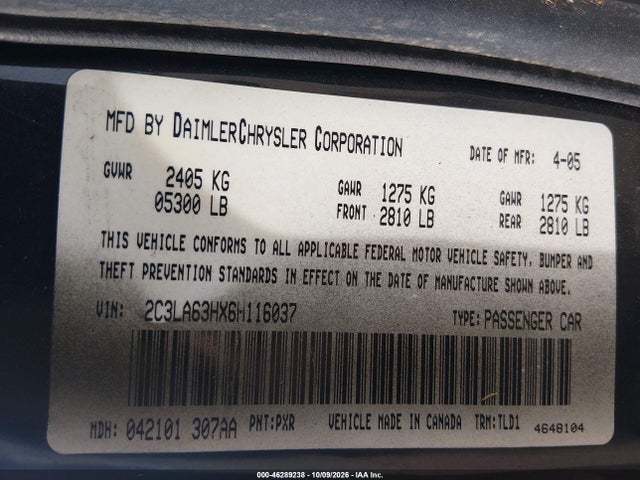 Продаж на аукціоні авто 2006 Chrysler 300c, vin: 2C3LA63HX6H116037, номер лоту: 46289238