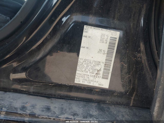 2013 Nissan Altima 2.5 S მანქანა იყიდება აუქციონზე, vin: 1N4AL3AP1DN509537, აუქციონის ნომერი: 46289328