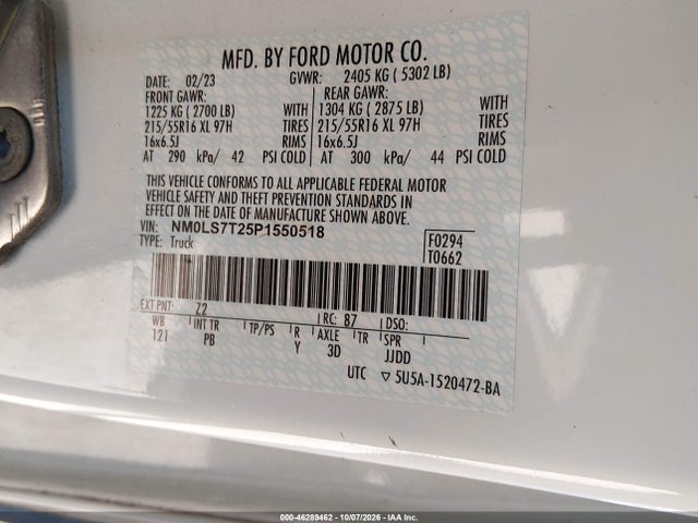 Продажа на аукционе авто 2023 Ford Transit Connect Xlt, vin: NM0LS7T25P1550518, номер лота: 46289462