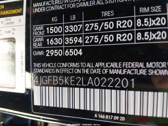 Продажа на аукционе авто 2020 Mercedes-benz Gle 450 4matic, vin: 4JGFB5KE2LA022201, номер лота: 46289580