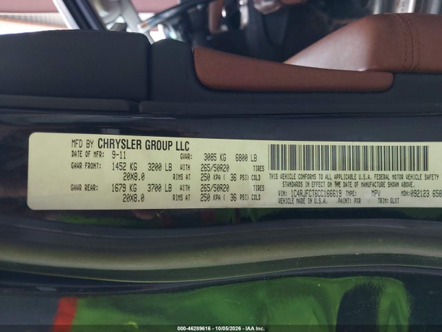 Aukcja sprzedaży 2012 Jeep Grand Cherokee Overland, vin: 1C4RJFCT6CC166619, numer aukcji: 46289616