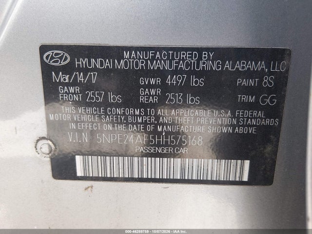 Hyundai Sonata 2017 5NPE24AF5HH575168 Image 9