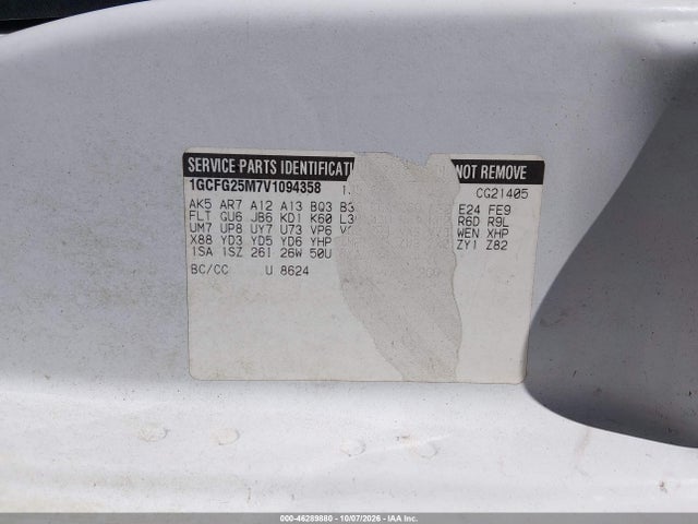 Продажа на аукционе авто 1997 Chevrolet Chevy Van, vin: 1GCFG25M7V1094358, номер лота: 46289880