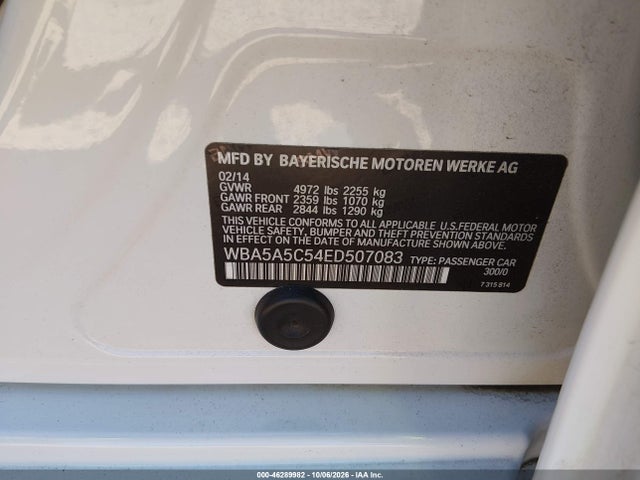 Auction sale of the 2014 Bmw 528i, vin: WBA5A5C54ED507083, lot number: 46289982