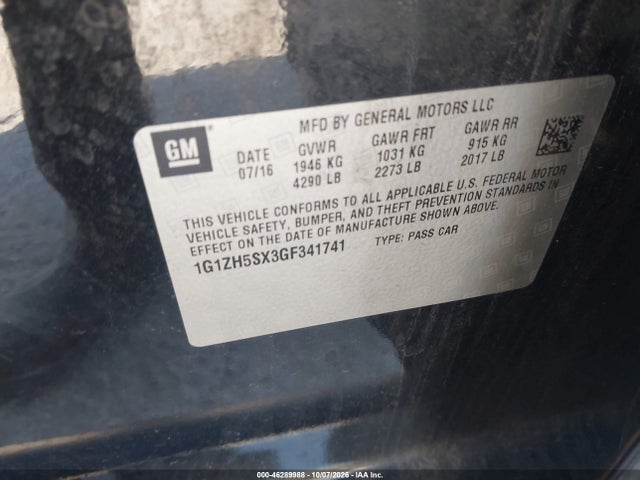 Продаж на аукціоні авто 2016 Chevrolet Malibu Premier, vin: 1G1ZH5SX3GF341741, номер лоту: 46289988