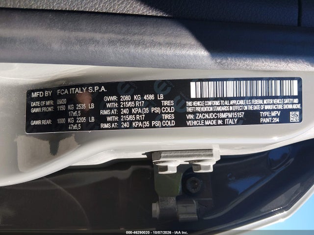 Aukcja sprzedaży 2021 Jeep Renegade Trailhawk 4x4, vin: ZACNJDC18MPM15157, numer aukcji: 46290020