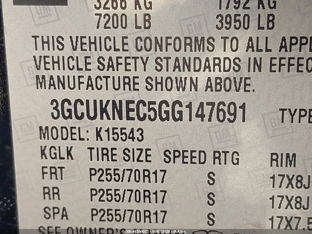 Aukcja sprzedaży 2016 Chevrolet Silverado 1500 Wt, vin: 3GCUKNEC5GG147691, numer aukcji: 46290022