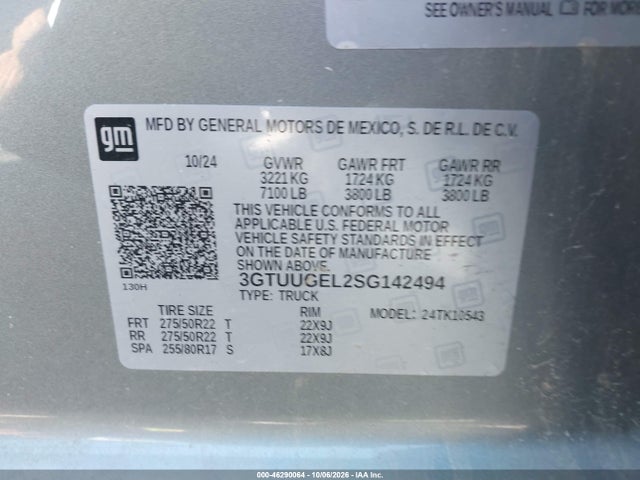 3GTUUGEL2SG142494 GMC Sierra 1500 4wd Short Box Denali