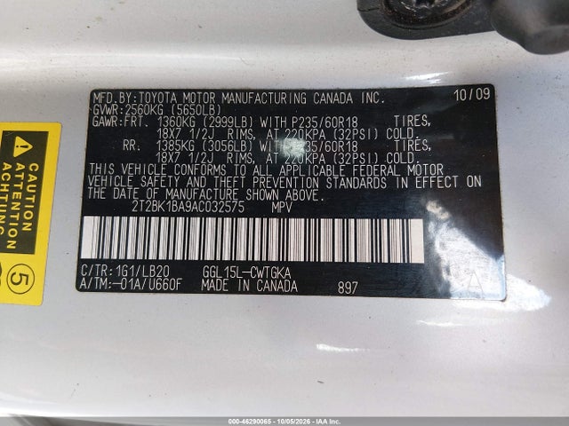 2010 Lexus Rx 350 მანქანა იყიდება აუქციონზე, vin: 2T2BK1BA9AC032575, აუქციონის ნომერი: 46290065