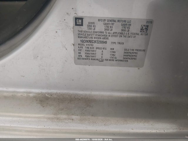 Aukcja sprzedaży 2015 Chevrolet Silverado 1500 1lt, vin: 1GCVKREC3FZ230949, numer aukcji: 46290076