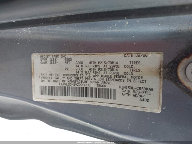 Продаж на аукціоні авто 1997 Toyota Tacoma, vin: 4TAVL52N1VZ229336, номер лоту: 46290240