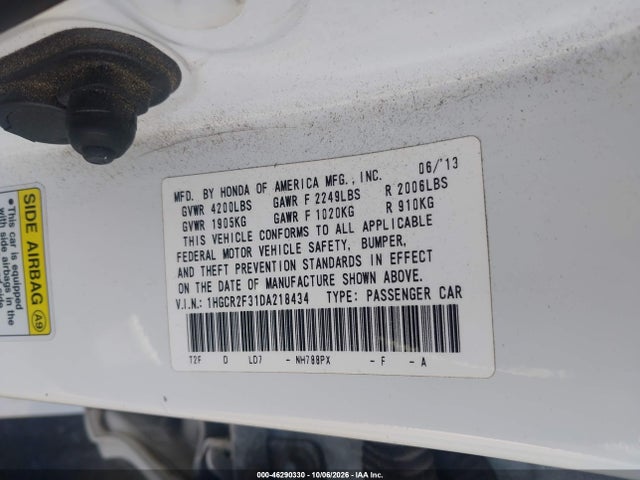 Продаж на аукціоні авто 2013 Honda Accord Lx, vin: 1HGCR2F31DA218434, номер лоту: 46290330