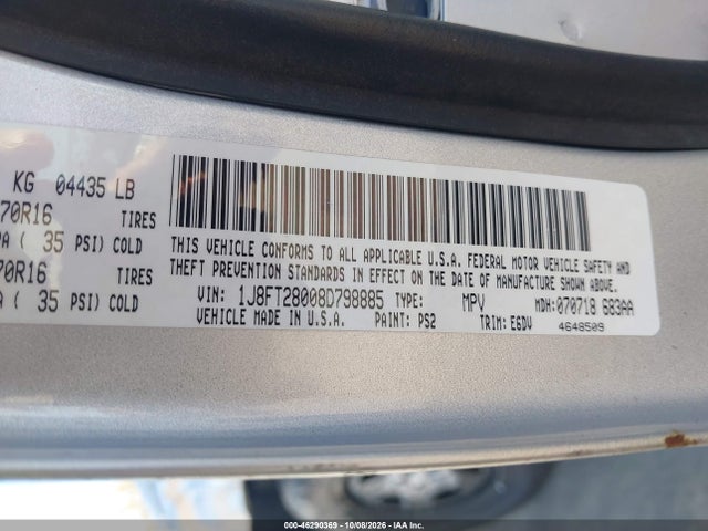 46290369 :رقم المزاد ، 1J8FT28008D798885 vin ، 2008 Jeep Patriot Sport مزاد بيع