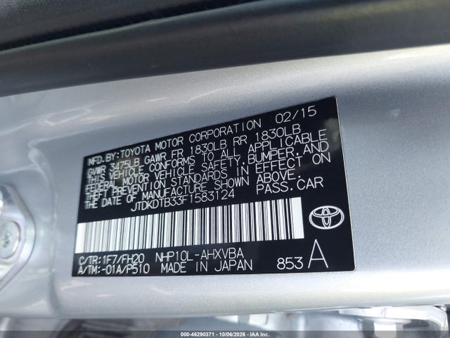 Toyota Prius C One 2015 JTDKDTB33F1583124 Image 9