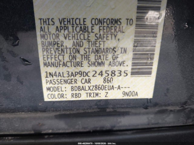 Продаж на аукціоні авто 2013 Nissan Altima 2.5 Sl, vin: 1N4AL3AP9DC245835, номер лоту: 46290470