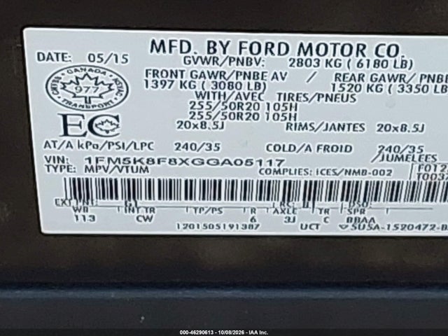 Aukcja sprzedaży 2016 Ford Explorer Limited, vin: 1FM5K8F8XGGA05117, numer aukcji: 46290613