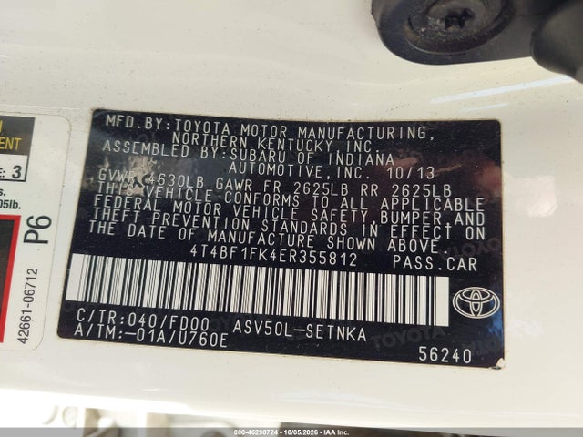 Продаж на аукціоні авто 2014 Toyota Camry Le, vin: 4T4BF1FK4ER355812, номер лоту: 46290724