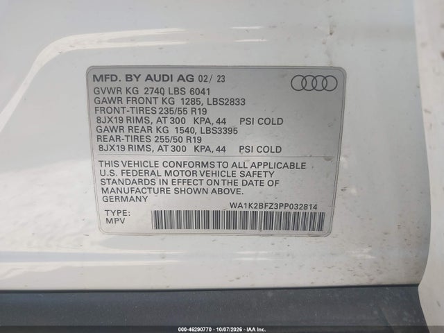 WA1K2BFZ3PP032814 Audi Q4 E-tron Premium 50 Quattro