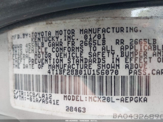 Продажа на аукционе авто 2001 Toyota Avalon Xls, vin: 4T1BF28B01U156070, номер лота: 46290858