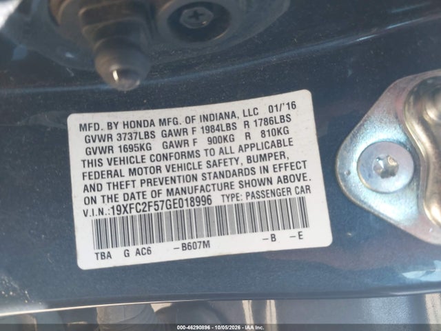 Aukcja sprzedaży 2016 Honda Civic Lx, vin: 19XFC2F57GE018996, numer aukcji: 46290896