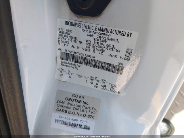 Продажа на аукционе авто 2016 Ford F-450 Chassis Xlt, vin: 1FDUF4GT9GEA60360, номер лота: 46290929