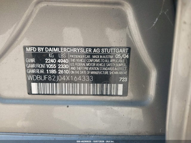 Продажа на аукционе авто 2004 Mercedes-benz E 320 4matic, vin: WDBUF82J04X164333, номер лота: 46290928