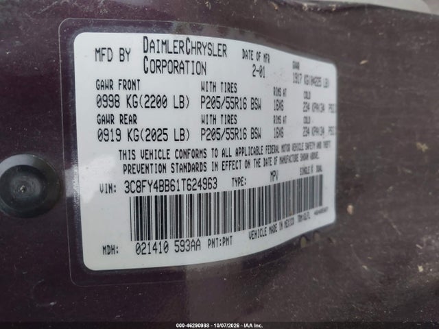 Продаж на аукціоні авто 2001 Chrysler Pt Cruiser, vin: 3C8FY4BB61T624963, номер лоту: 46290988