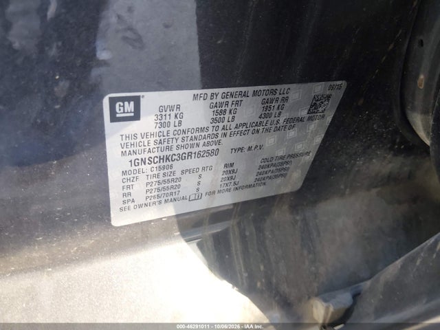 Продаж на аукціоні авто 2016 Chevrolet Suburban Lt, vin: 1GNSCHKC3GR162580, номер лоту: 46291011
