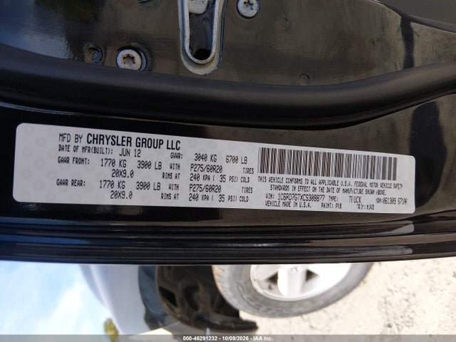 Продажа на аукционе авто 2012 Ram 1500 Slt, vin: 1C6RD7GTXCS308877, номер лота: 46291232
