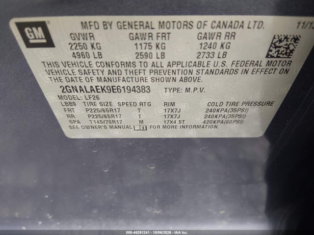Aukcja sprzedaży 2014 Chevrolet Equinox Ls, vin: 2GNALAEK9E6194383, numer aukcji: 46291241