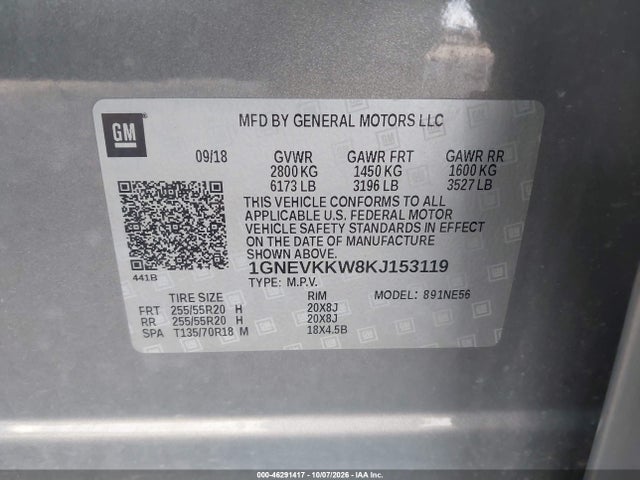 Продажа на аукционе авто 2019 Chevrolet Traverse Premier, vin: 1GNEVKKW8KJ153119, номер лота: 46291417