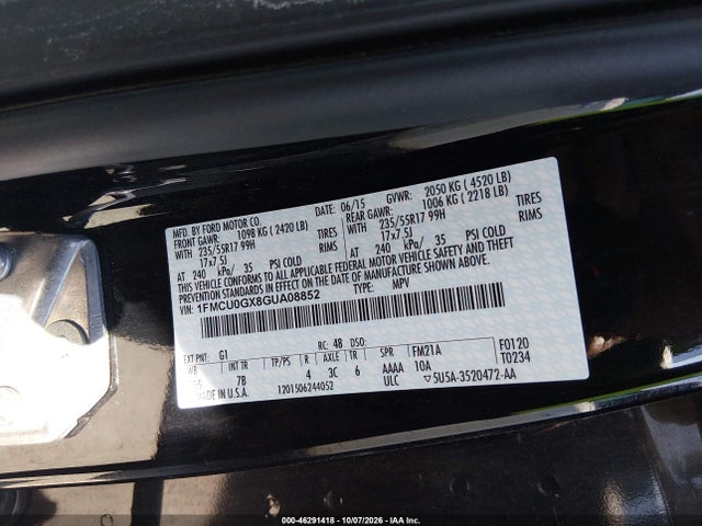Ford ESCAPE SE 2016 1FMCU0GX8GUA08852 Image 9