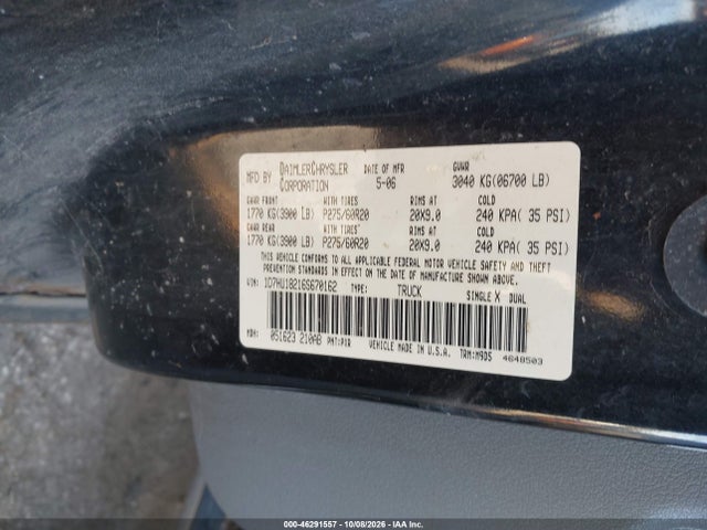 Продаж на аукціоні авто 2006 Dodge Ram 1500 Slt/trx4 Off Road/sport, vin: 1D7HU18216S670162, номер лоту: 46291557