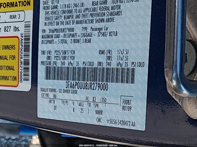 Продажа на аукционе авто 2018 Ford Fusion Hybrid S, vin: 3FA6P0UU8JR279000, номер лота: 46291613