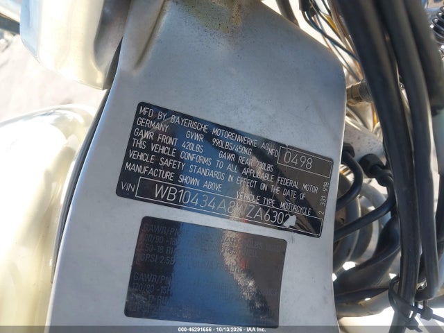Продажа на аукционе авто 1998 Bmw R1200 C, vin: WB10434A8WZA63022, номер лота: 46291656