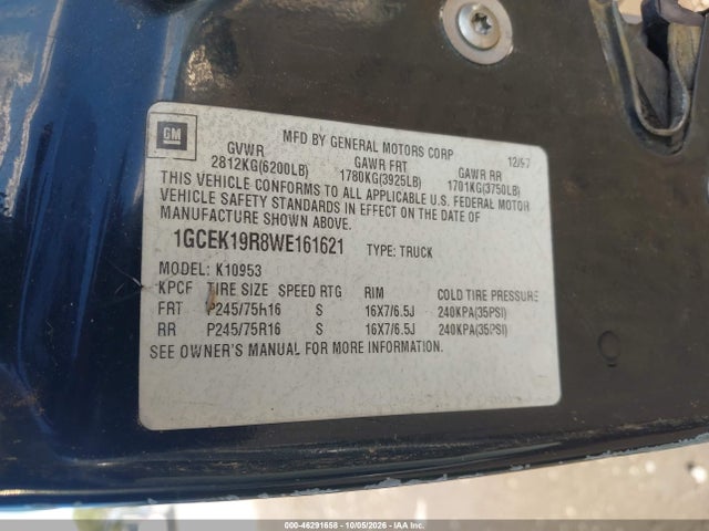Aukcja sprzedaży 1998 Chevrolet K1500 Silverado Fleetside, vin: 1GCEK19R8WE161621, numer aukcji: 46291658