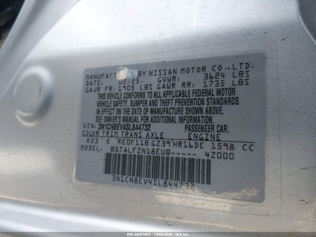 Nissan Versa 1.6 Sv 2025 3N1CN8EV4SL844732 Image 9
