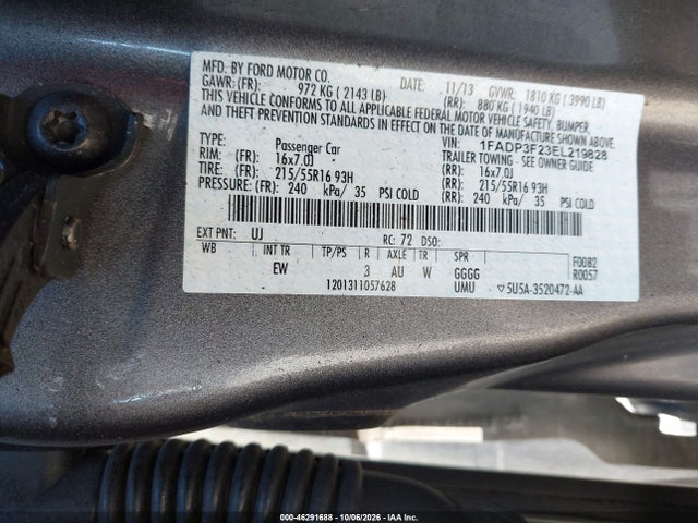 46291688 :رقم المزاد ، 1FADP3F23EL219828 vin ، 2014 Ford Focus Se مزاد بيع