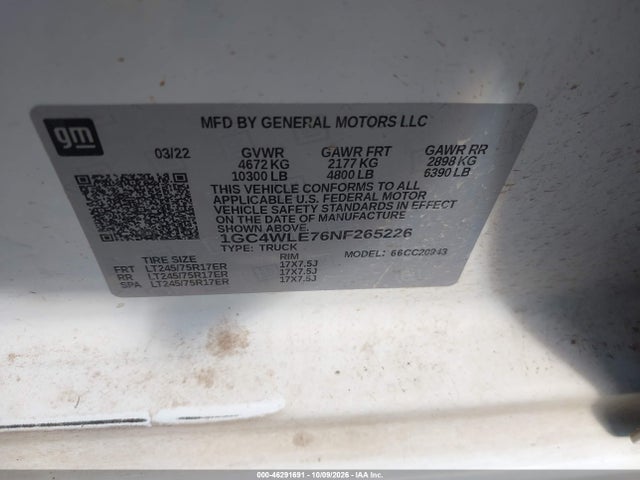 1GC4WLE76NF265226 Chevrolet Silverado 2500hd 2wd Long Bed Wt