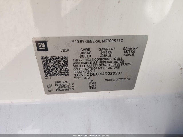1GNLCDECXJR233337 Chevrolet Tahoe Commercial Fleet