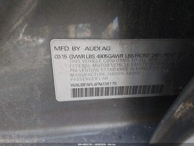 Продаж на аукціоні авто 2015 Audi A4 2.0t Premium, vin: WAUBFAFL4FN038175, номер лоту: 46291791