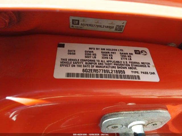 Продаж на аукціоні авто 2009 Pontiac G8, vin: 6G2ER57789L218959, номер лоту: 46291890