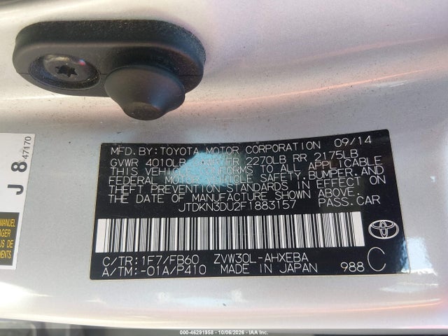 Продажа на аукционе авто 2015 Toyota Prius Two, vin: JTDKN3DU2F1883157, номер лота: 46291958